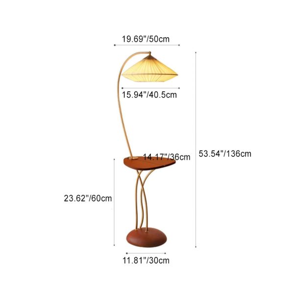 Traditional Vintage Round Cone Table Fabric Iron 1-Light Standing Floor Lamp For Bedroom - Image 4