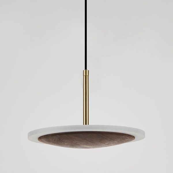 Modern Round Brown Walnut Wood 1-Light LED Pendant Light - Image 9