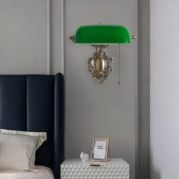 Retro Copper Green Glass Shade 1-Light Wall Sconce Lamp - Image 11