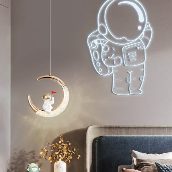 Modern Creative Astronaut Moon LED Kids Pendant Light - Image 9