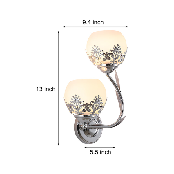 2-Light Glass Flower LED Simple European Style Wall Sconces Lighting - Image 5