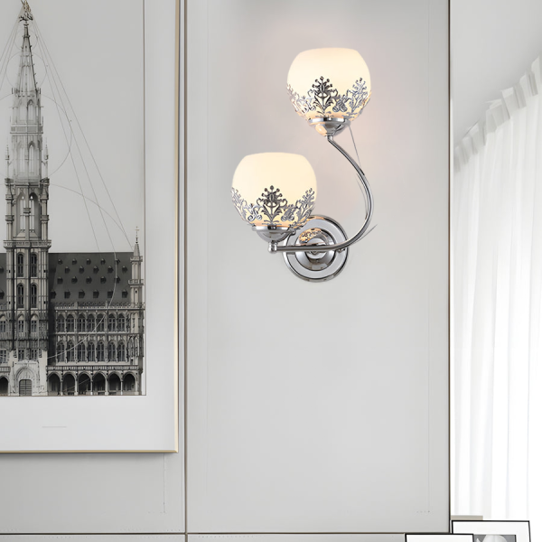 2-Light Glass Flower LED Simple European Style Wall Sconces Lighting - Image 3