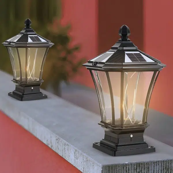 Vintage Waterproof LED Retro Solar Fence Post Lights With Remote Control - Image 5