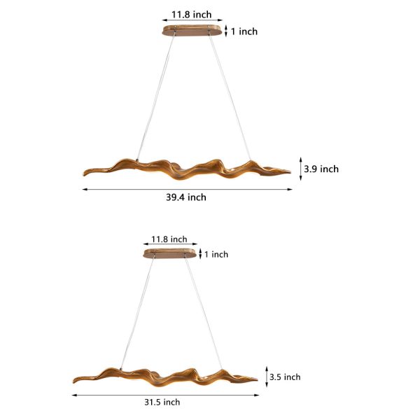 Elegant Japanese Retro Silicone Wave Wood Grain LED Pendant Light - Image 6