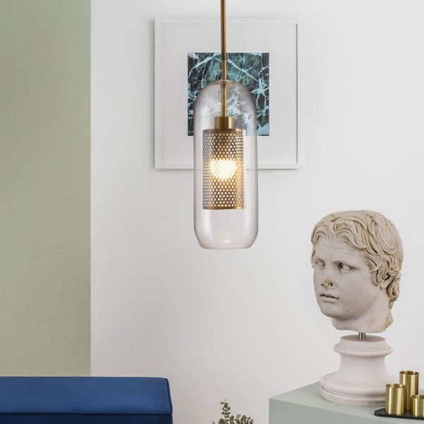 Clear Glass 1-Light Cylindrical Pendant Light - Image 6