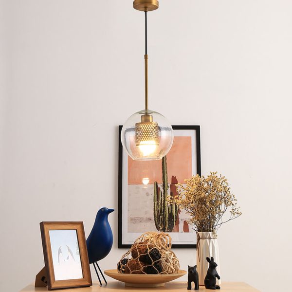 Clear Glass Globe 1-Light Dome Pendant Light - Image 7