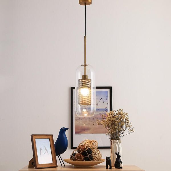 Clear Glass 1-Light Cylindrical Pendant Light - Image 8