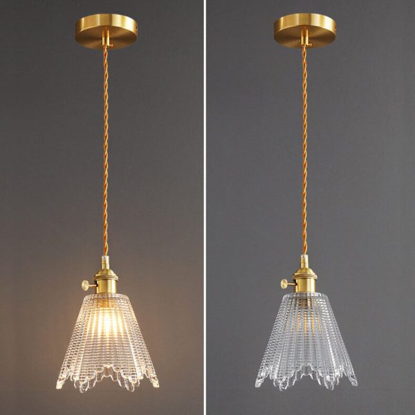 Modern Luxury Glass Bell Shade Brass 1-Light Pendant Light - Image 23