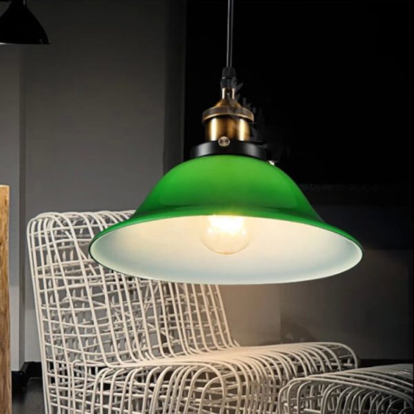 Contemporary Retro Emerald Green Flared Glass Shade 1-Light Pendant Light For Dining Room - Image 3