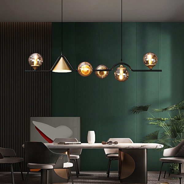 Strip Cone Glass Bubbles LED Iron Electroplating Nordic Chandelier - Image 11