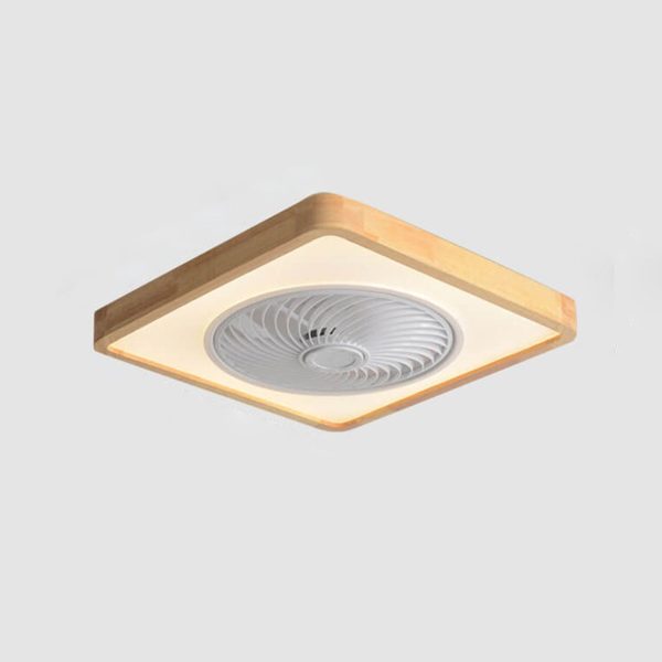 Modern Minimalist Wood Geometric LED Flush Mount Ceiling Fan Light - Image 5