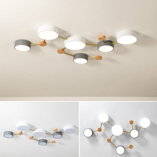 Scandinavian Minimalist Solid Wood Iron LED Flush Mount Lighting - Image 6