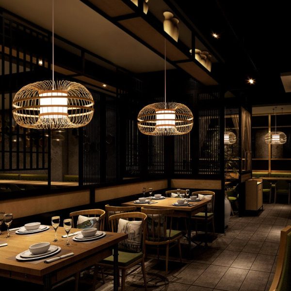 Japanese Element Bamboo Drum 1-Light Pendant Light - Image 3