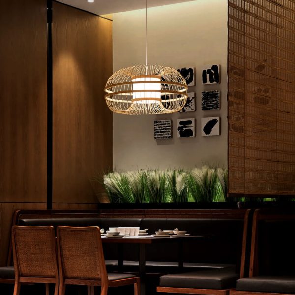 Japanese Element Bamboo Drum 1-Light Pendant Light - Image 10