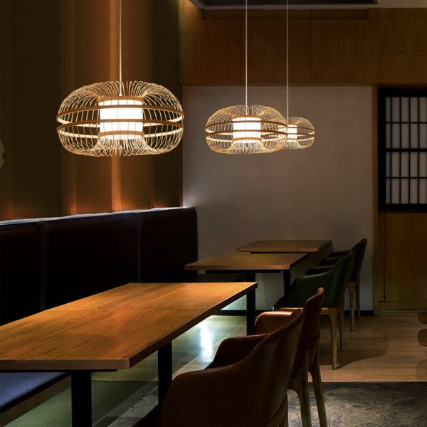 Japanese Element Bamboo Drum 1-Light Pendant Light - Image 12