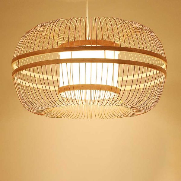 Japanese Element Bamboo Drum 1-Light Pendant Light - Image 9