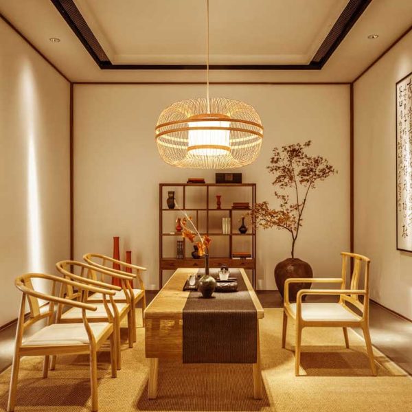 Japanese Element Bamboo Drum 1-Light Pendant Light - Image 2