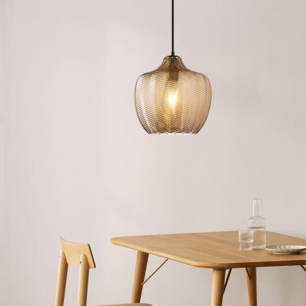 Nordic Textured Wavy Glass 1-Light Barrel Pendant Light - Image 2