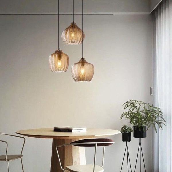 Nordic Textured Wavy Glass 1-Light Barrel Pendant Light - Image 3