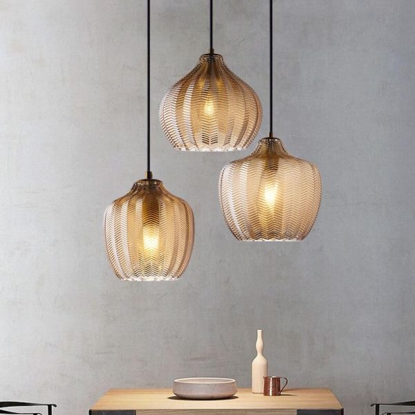 Nordic Textured Wavy Glass 1-Light Barrel Pendant Light - Image 4