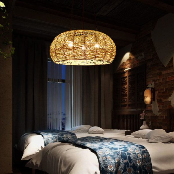 Modern Rattan Weaving  3-Light Dome Pendant Light - Image 4