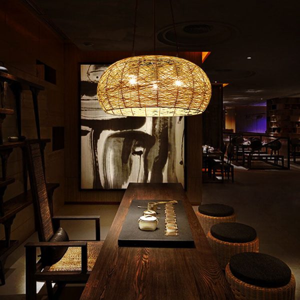Modern Rattan Weaving  3-Light Dome Pendant Light - Image 5