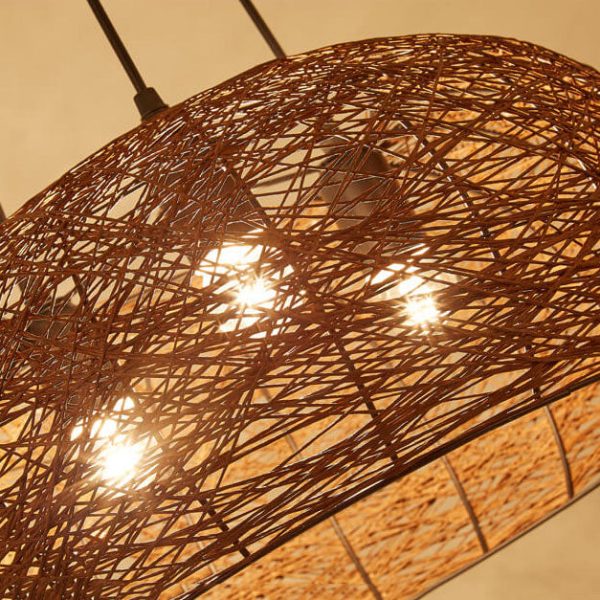Modern Rattan Weaving  3-Light Dome Pendant Light - Image 6