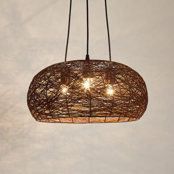 Modern Rattan Weaving  3-Light Dome Pendant Light - Image 7