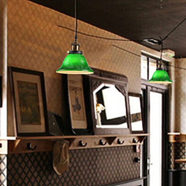 Contemporary Retro Emerald Green Flared Glass Shade 1-Light Pendant Light For Dining Room - Image 2