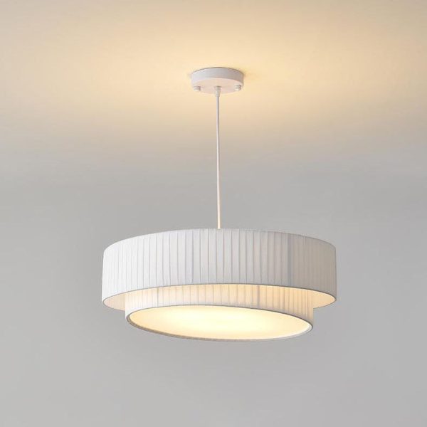 Contemporary Scandinavian Round Iron Acrylic Fabric 4/5 Light Pendant Light For Living Room - Image 34