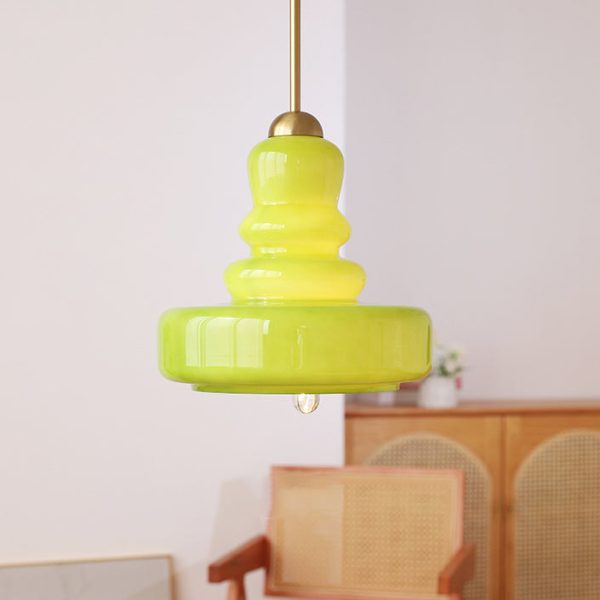 Modern Colorful Glass Gourd Shade 1-Light Pendant Light - Image 2