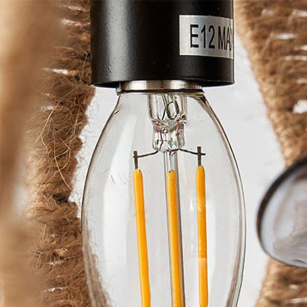 Industrial Round Twisted Rope Iron 4-Light Downrods Ceiling Fan Light - Image 10