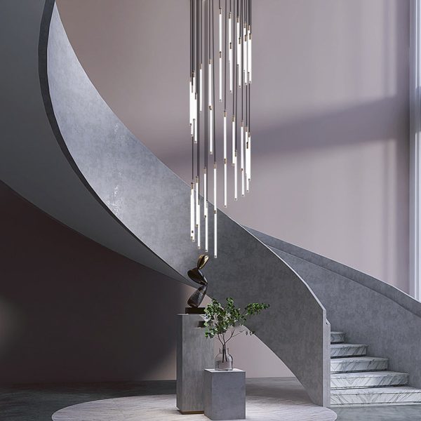 Spiral Creative Long Strip LED Modern Duplex Staircase Chandelier Light - Image 8