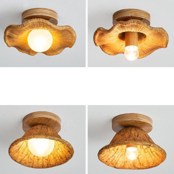 Japanese Wabi-sabi Lotus Leaf Resin 1-Light Semi-Flush Mount Ceiling Light - Image 22