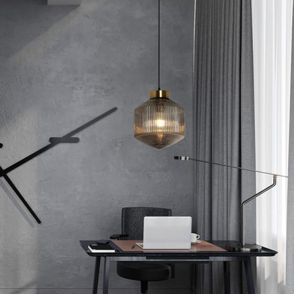 Nordic Textured Glass 1-Light Drum LED Pendant Light - Image 4