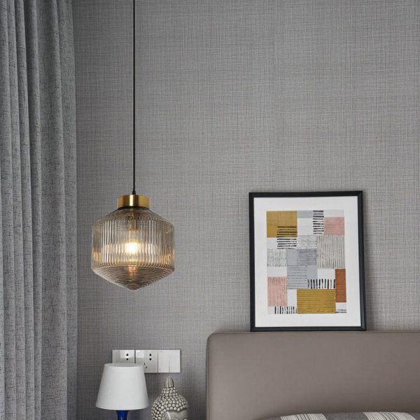 Nordic Textured Glass 1-Light Drum LED Pendant Light - Image 5