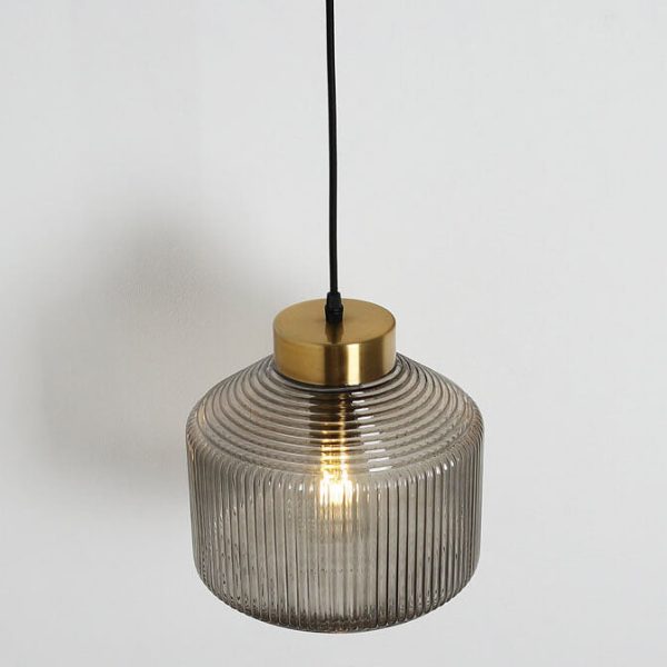 Nordic Textured Glass 1-Light Drum LED Pendant Light - Image 6
