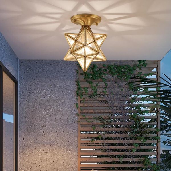 Modern 1-Light Star Pentagram Shaped Semi-Flush Mount Lighting - Image 2