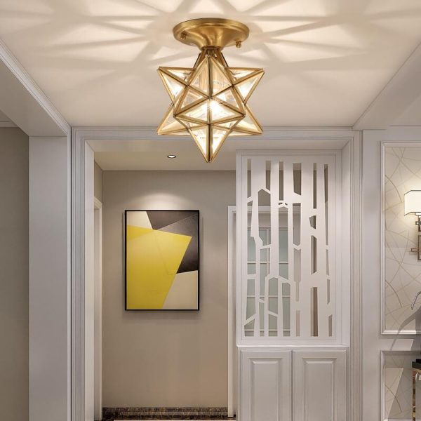Modern 1-Light Star Pentagram Shaped Semi-Flush Mount Lighting - Image 4