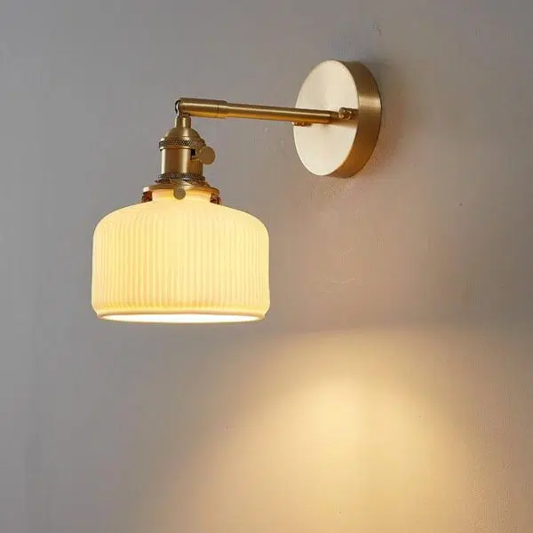 Modern Minimalist Striped Ceramic Jar 1-Light Wall Sconce Lamp - Image 2