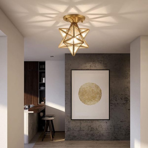 Modern 1-Light Star Pentagram Shaped Semi-Flush Mount Lighting - Image 3