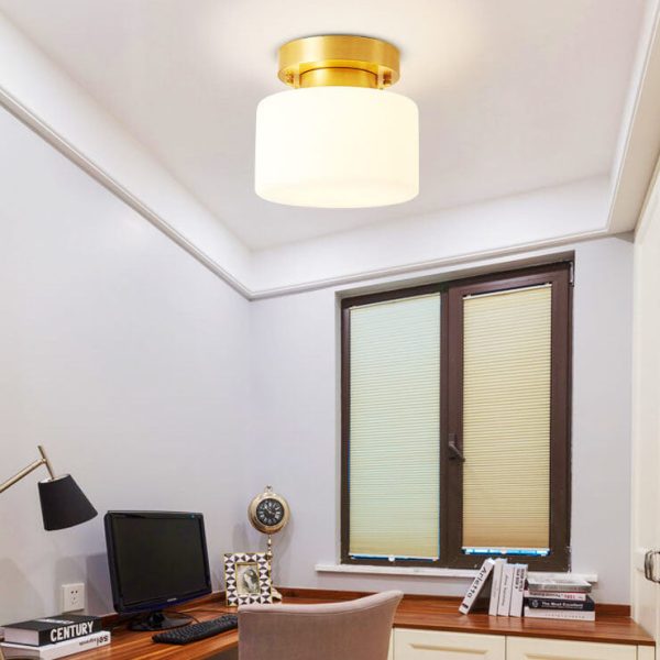 Modern Nordic Cylinder Glass 1-Light Semi-Flush Mount Lighting For Bedroom - Image 3