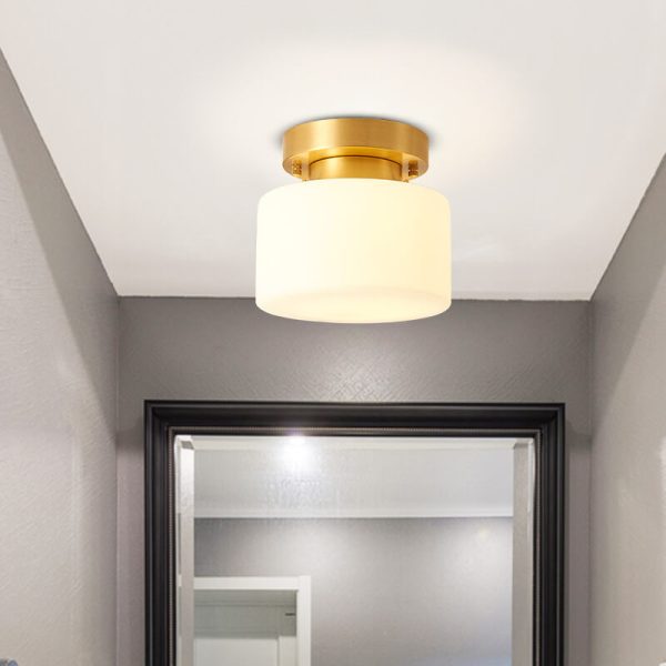 Modern Nordic Cylinder Glass 1-Light Semi-Flush Mount Lighting For Bedroom - Image 5