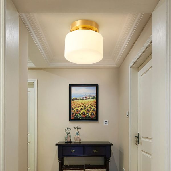 Modern Nordic Cylinder Glass 1-Light Semi-Flush Mount Lighting For Bedroom - Image 2