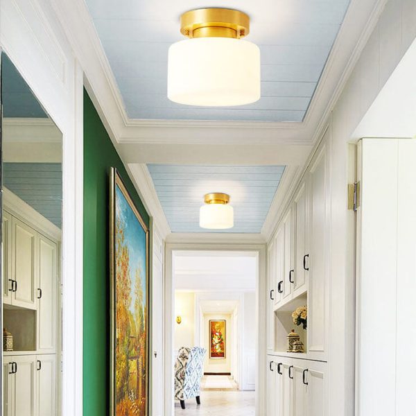 Modern Nordic Cylinder Glass 1-Light Semi-Flush Mount Lighting For Bedroom - Image 4