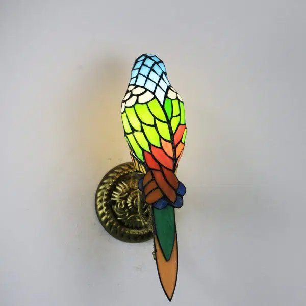 Tiffany Vintage Parrot Stained Glass 1-Light Wall Sconce Lamp - Image 15