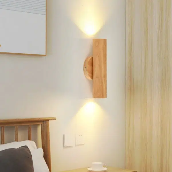 Modern Simple Warm Solid Wood Strip Double Head LED Wall Sconce Lamp - Image 18