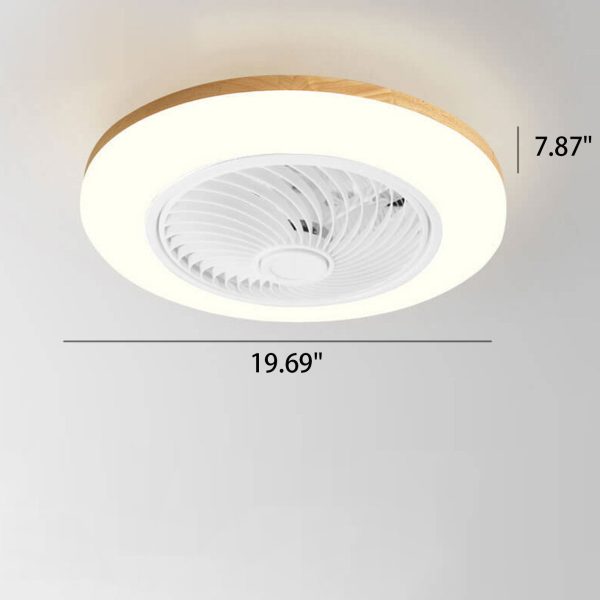 Modern Minimalist Wood Geometric LED Flush Mount Ceiling Fan Light - Image 9