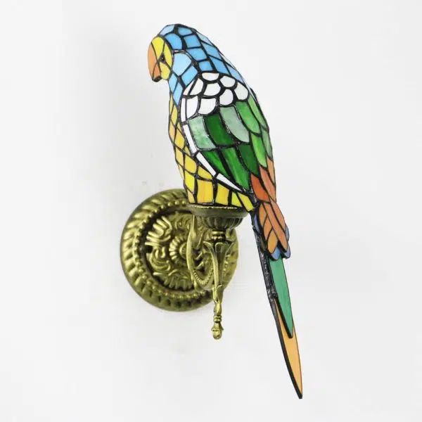 Tiffany Vintage Parrot Stained Glass 1-Light Wall Sconce Lamp - Image 26