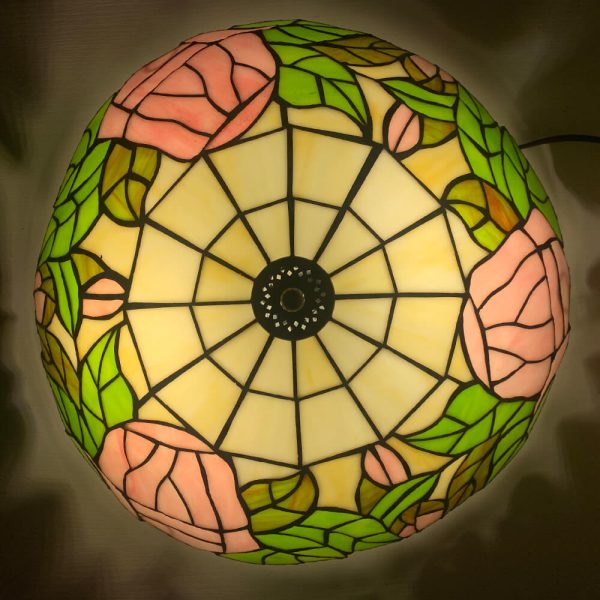 Traditional Tiffany Round Shell Bead Stained Glass 2-Light Flush Mount Ceiling Light For Hallway - Image 16